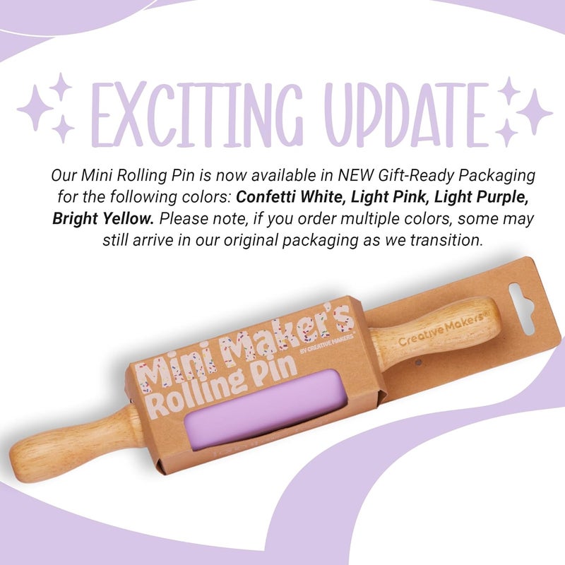 Creative Makers Small Rolling Pin for Kids, Non-Stick Silicone Surface with Wooden Handles for Play Dough and Baking Rolling Pin (Light Purple) - Image 2
